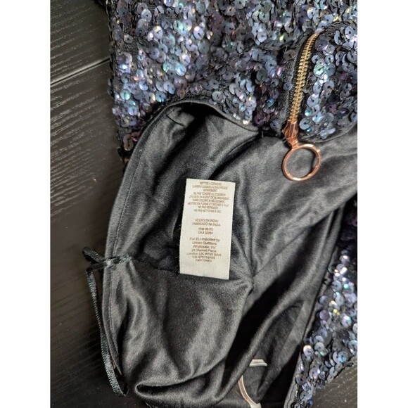 Free People Sequin Black/Navy Mini Skirt Women's Size 2 - Picture 9 of 10